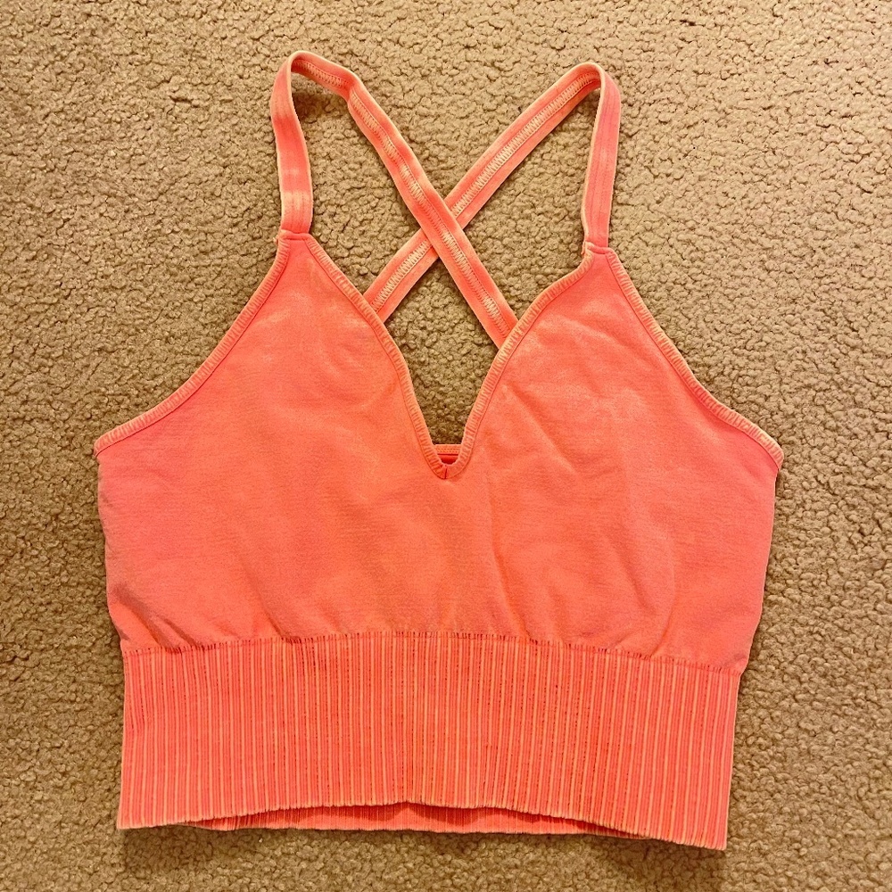 FP Movement by Free People Coral Cross-Back Crop Top